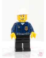 Lego minifigure wc026 Police - World City Patrolman Blue Shirt Badge Radio Cap