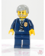 Lego minifigure wc006 Police - World City Chief, Dark Blue Suit with Badge Tie