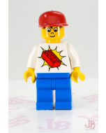 Lego minifigure trn067 Railway Brickster with Red Brick on Chest